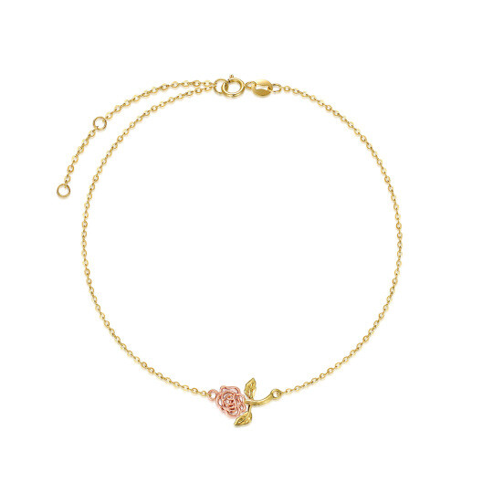 14K Gold Rose Flower Anklet Gifts ideal for Women Girlfriend