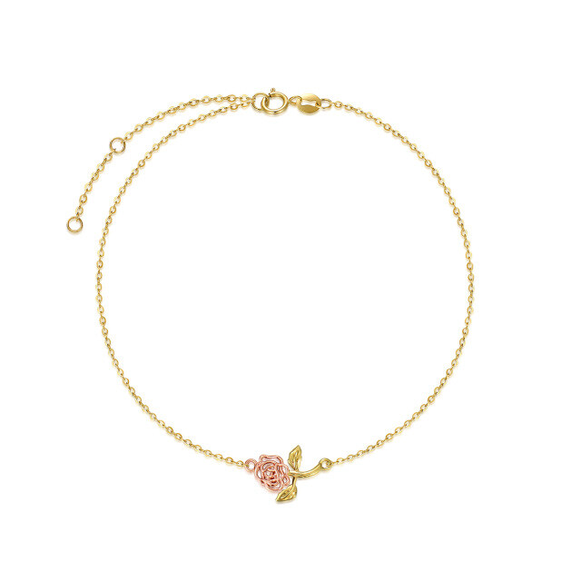 Cadeaux de bracelet de cheville en forme de fleur de rose en or 14 carats, idéaux pour les femmes et les petites amies-0