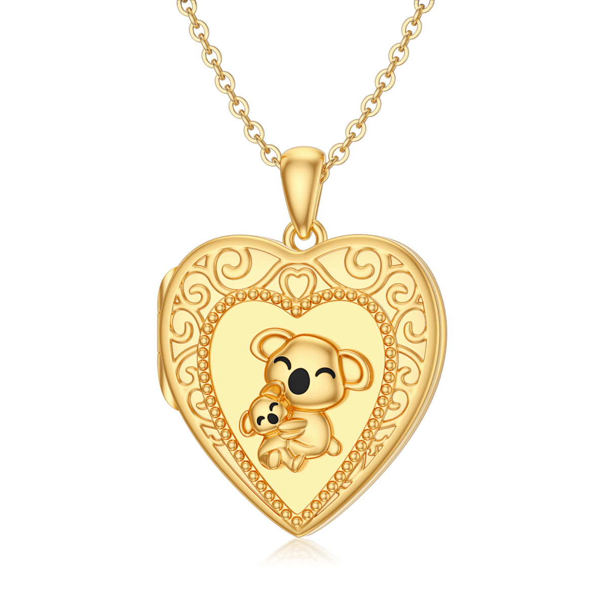 10K Gold Koala Personalized Photo Locket Necklace-1