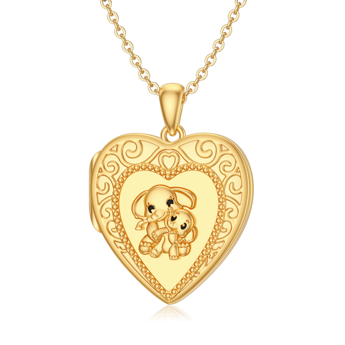 10K Gold Personalized Photo & Heart Personalized Photo Locket Necklace-1