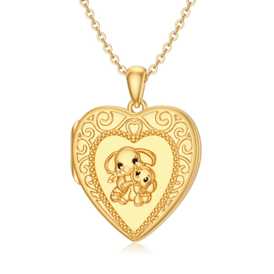 Collana con medaglione personalizzato con foto e cuore in oro 10K