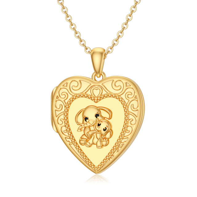 Medalhão de coração personalizado em ouro maciço 10K que contém fotos colar de mãe e filha-3-0
