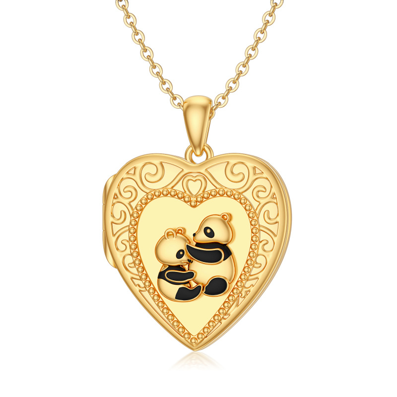 10K Gold Panda Personalized Photo Locket Necklace