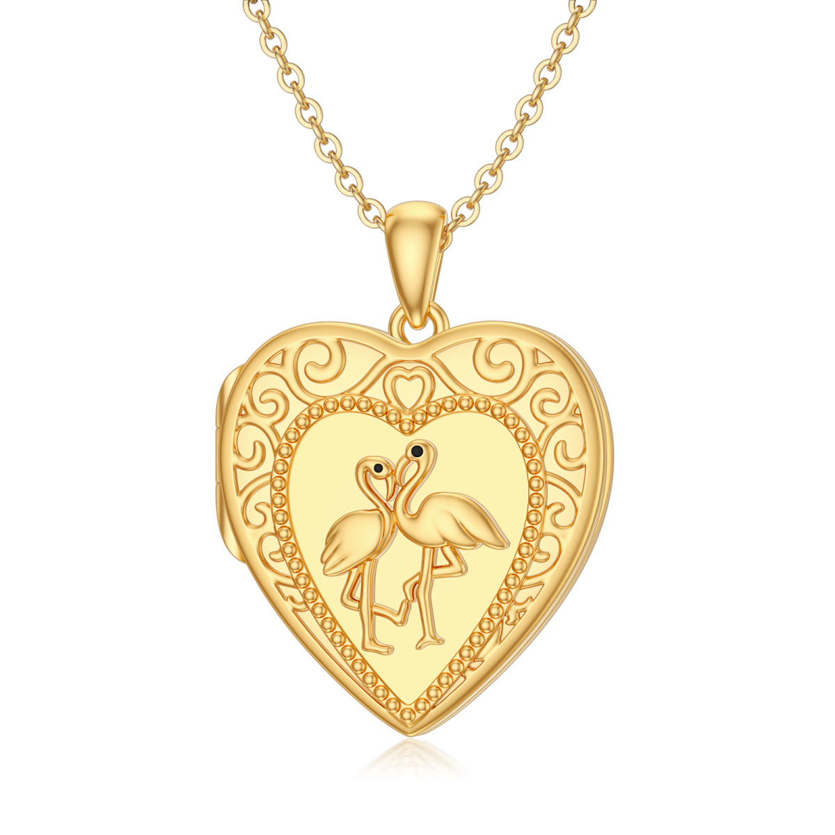 10K Gold Personalized Photo & Heart Pendant Necklace-1