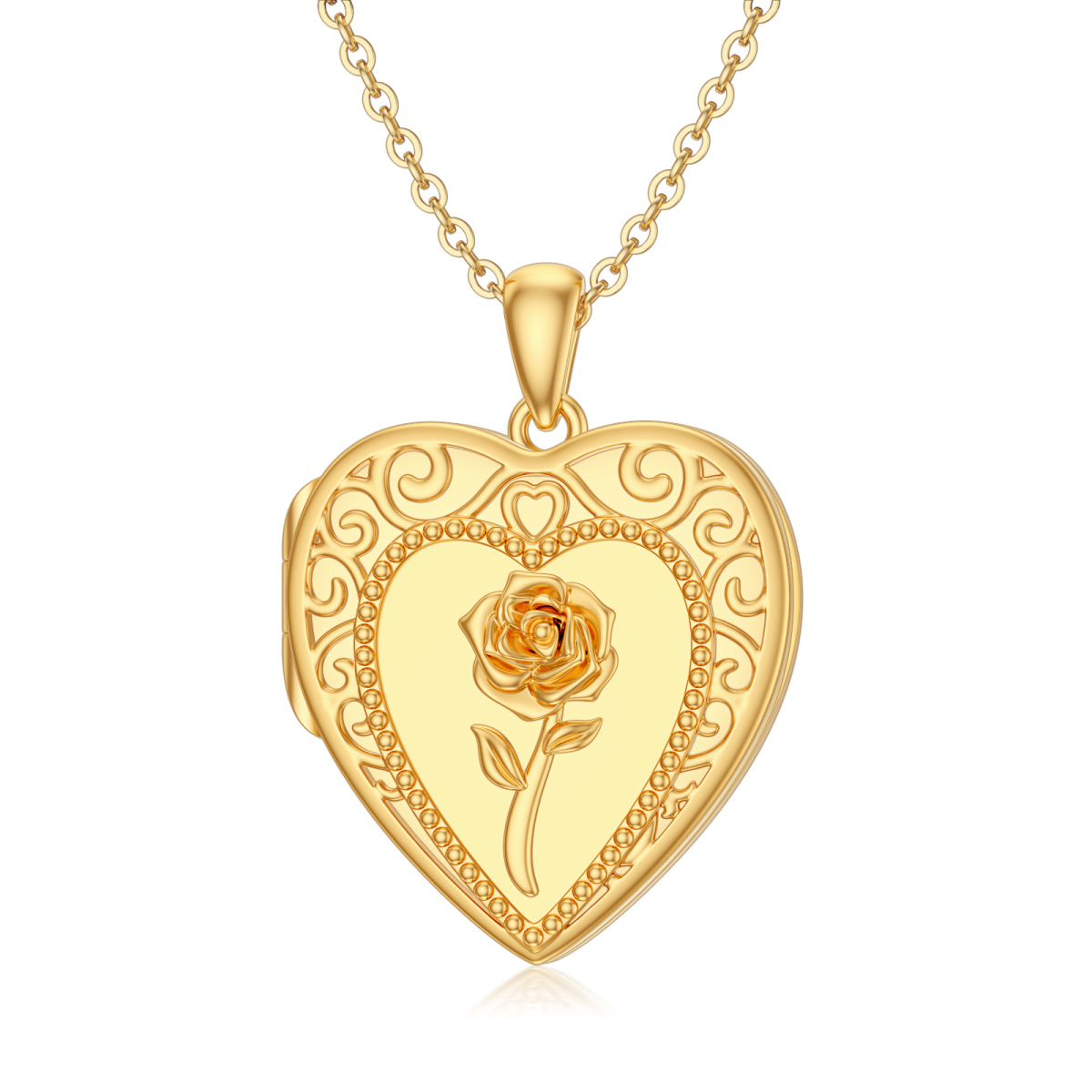 10K Gold Rose Personalisierte Foto Medaillon Halskette-1