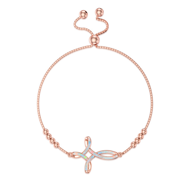 Sterling Silver with Rose Gold Plated Opal Celtic Knot Pendant Bracelet-1