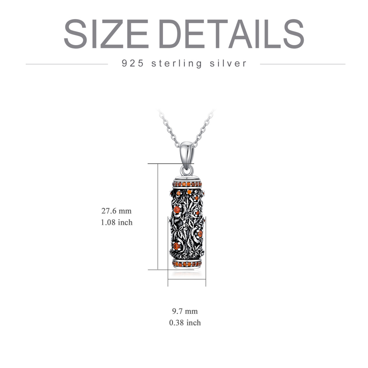 Sterling Silber zweifarbig Zirkonia Rose Urne Halskette für Asche-6