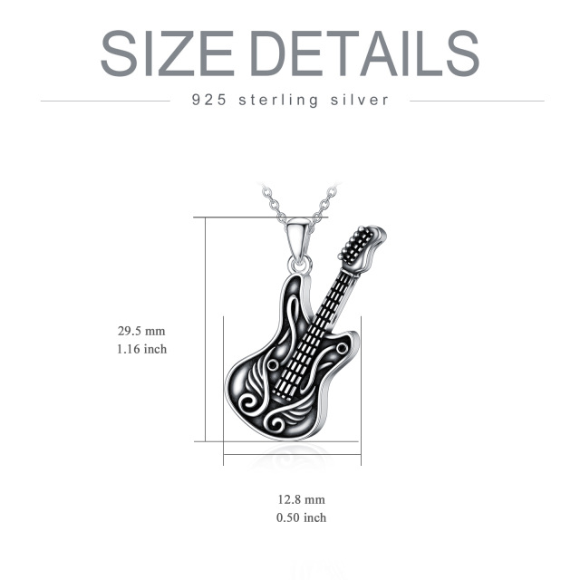 Sterling Silver Black Guitar & Angel Wing Urn Necklace for Ashes-4