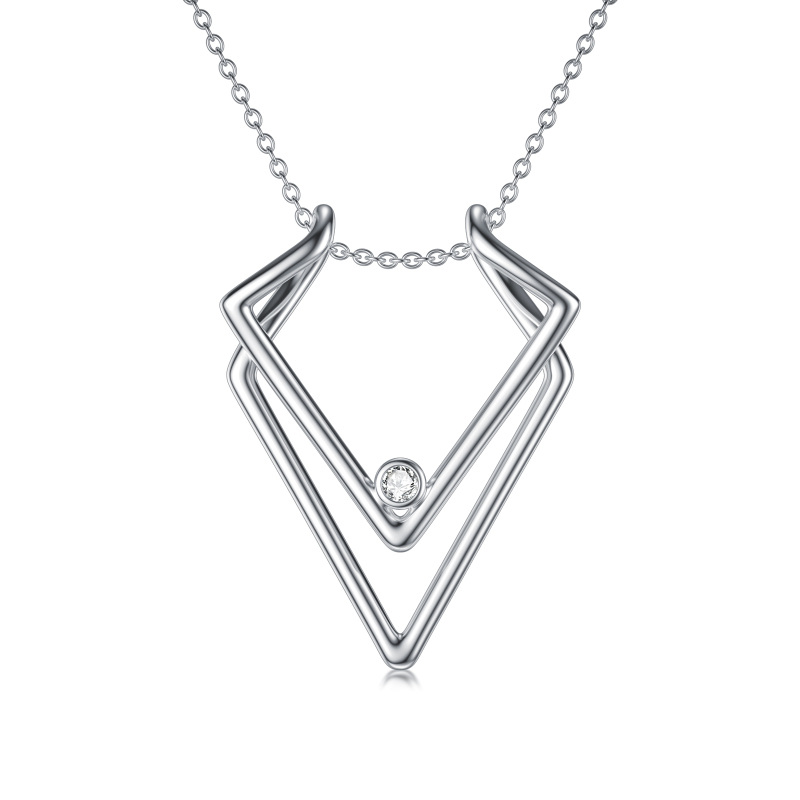 Sterling Silver Zircon Ring Holder Pendant Necklace