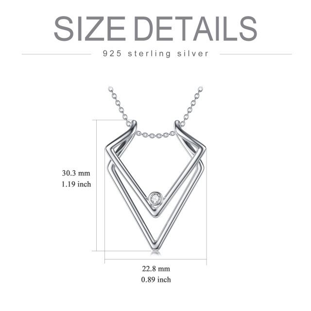 Sterling Silber Zirkon Ring Halter Anhänger Halskette-4