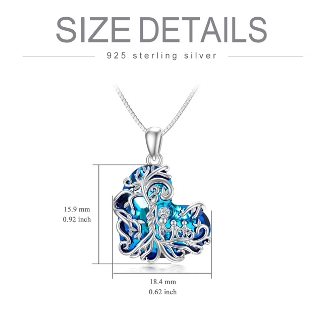 Sterling Silver Heart Crystal Tree Of Life & Grandmother & Mother & Mother & Daughter Pendant Necklace-4