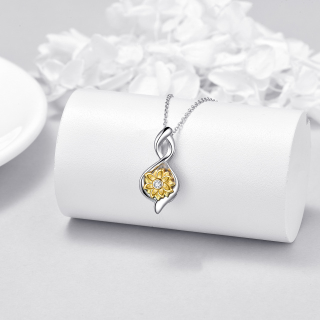 Sterling Silver Two-tone Sunflower Urn Necklace for Ashes-3