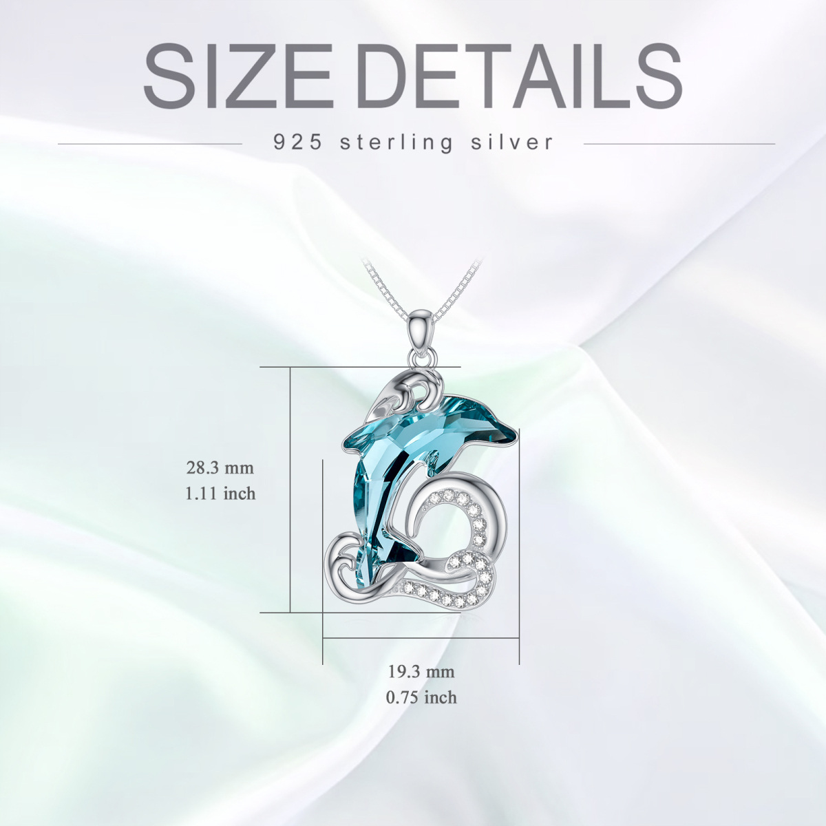 Sterling Silber Cubic Zirkonia Delphin Anhänger Halskette-5