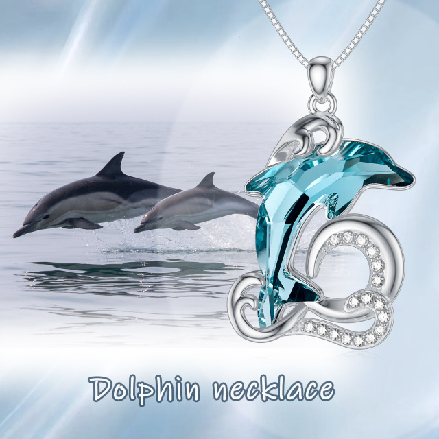 Collana con ciondolo delfino in argento sterling con zirconi cubici-6