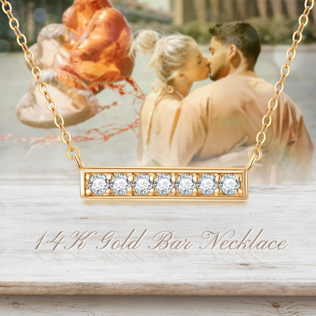 Collier pendentif barre en or 14K Moissanite-4