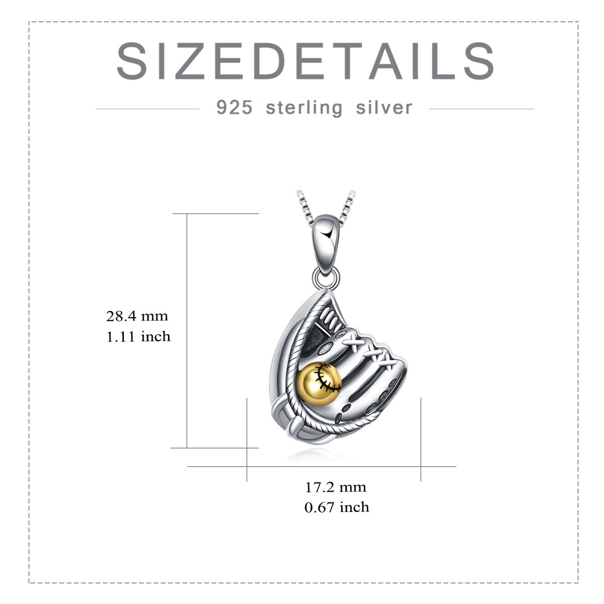 Sterling Silver Two-tone Baseball Urn Necklace for Ashes-6