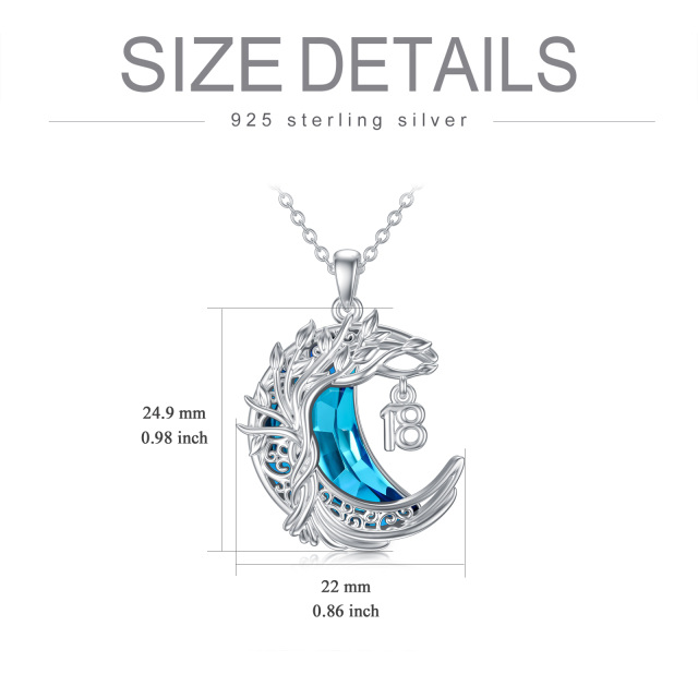 Sterling Silver Crystal Moon Pendant Necklace-3