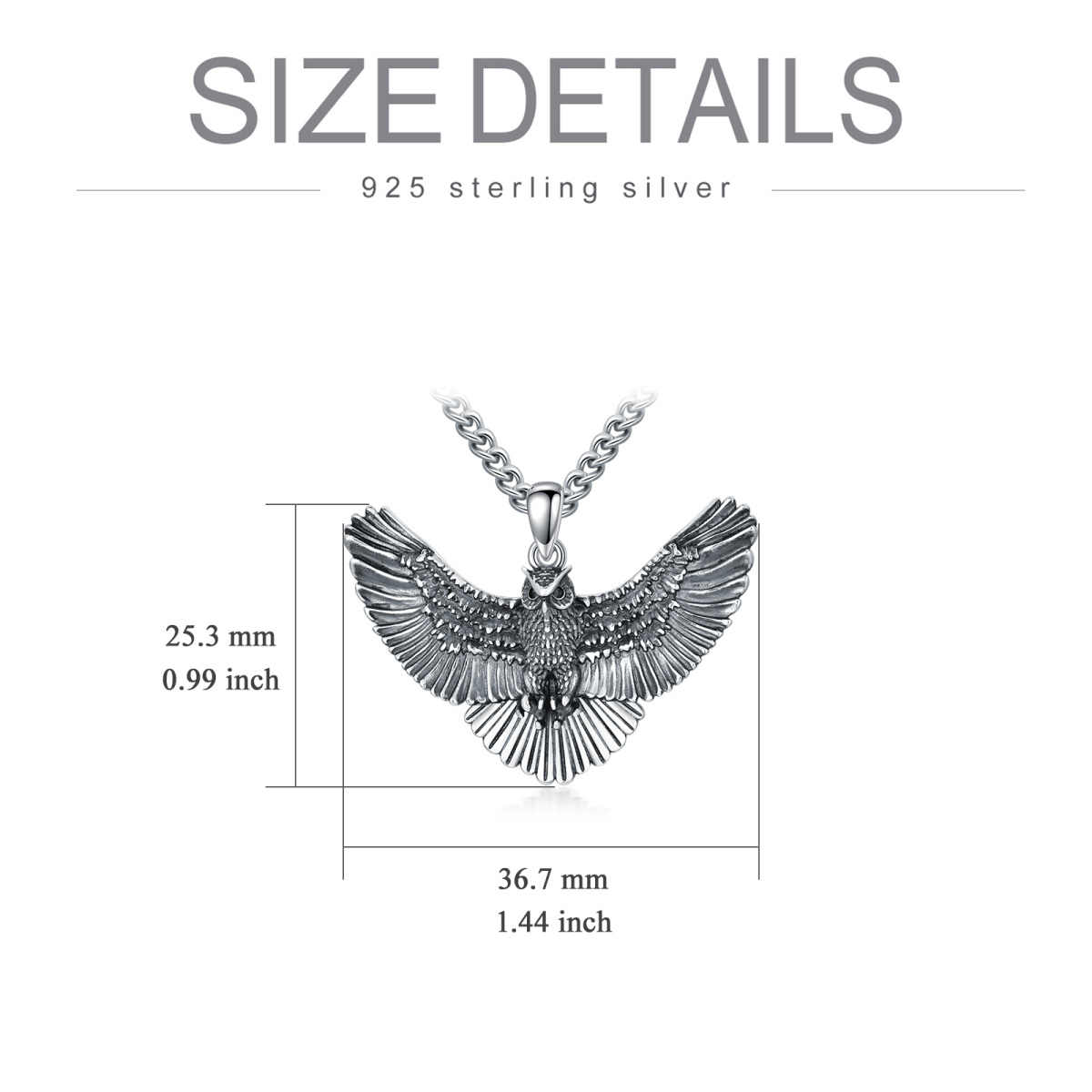 Sterling Silver Owl Pendant Necklace for Men-5