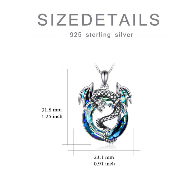 Colares de dragão de prata esterlina para mulheres joias com pingente de dragão com cristal-4