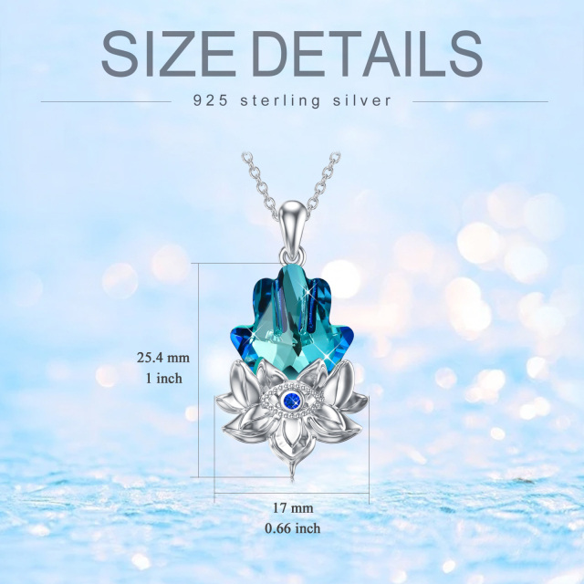 Sterling Silver Crystal Evil Eye & Hamsa Hand Pendant Necklace-4
