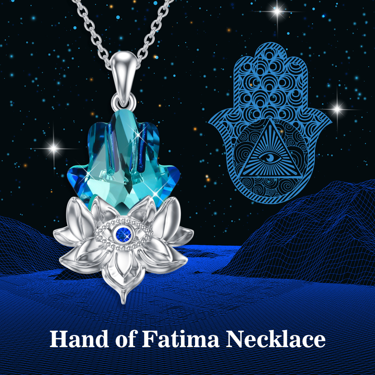 Sterling Silver Crystal Evil Eye & Hamsa Hand Pendant Necklace-6