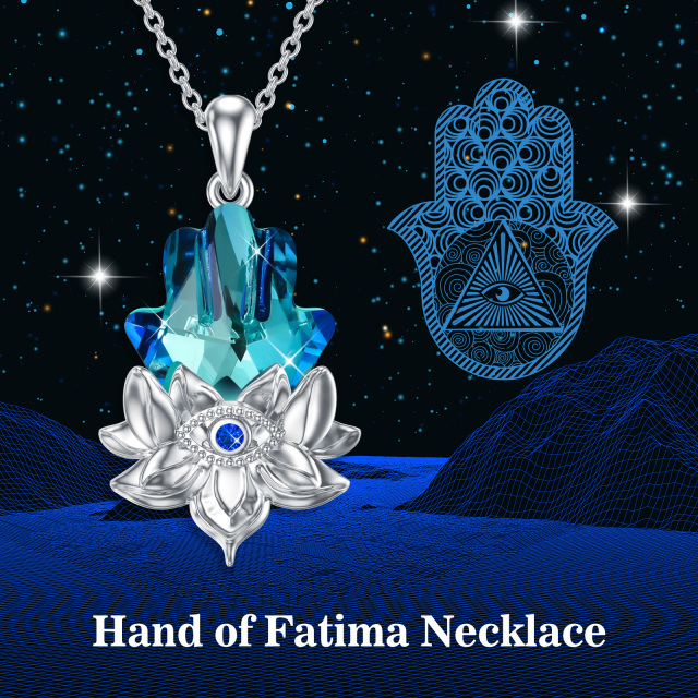 Sterling Silver Crystal Evil Eye & Hamsa Hand Pendant Necklace-5