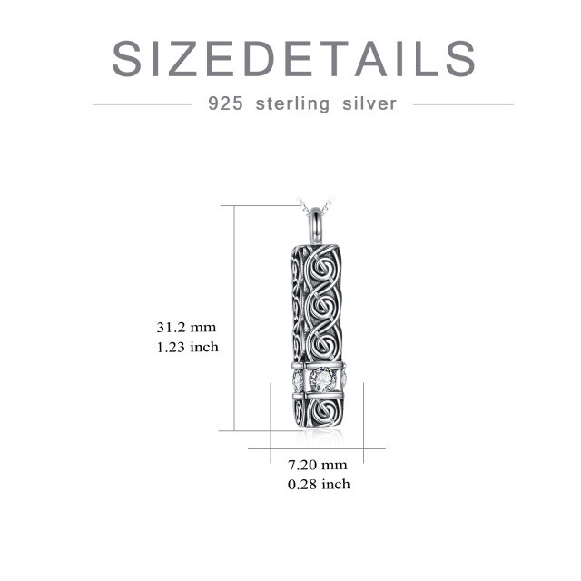 Collier en argent sterling avec nœud spiralé celtique et urne carrée en zirconium cubique-4