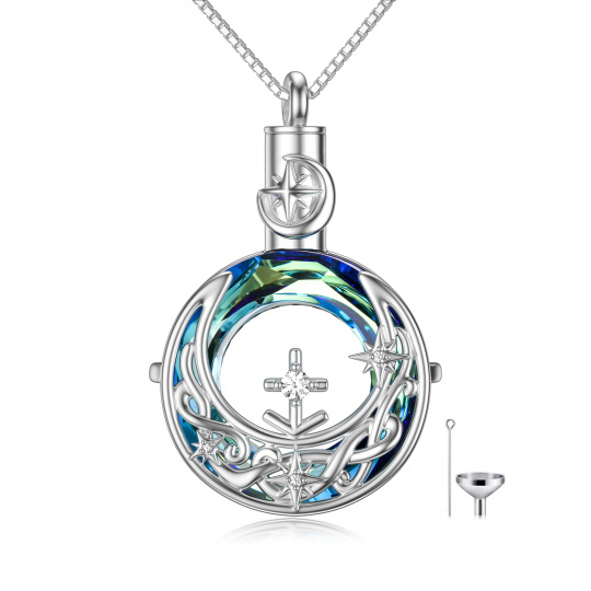 Sterling Silver Crystal Sagittarius & Celtic Knot & Moon Urn Necklace for Ashes