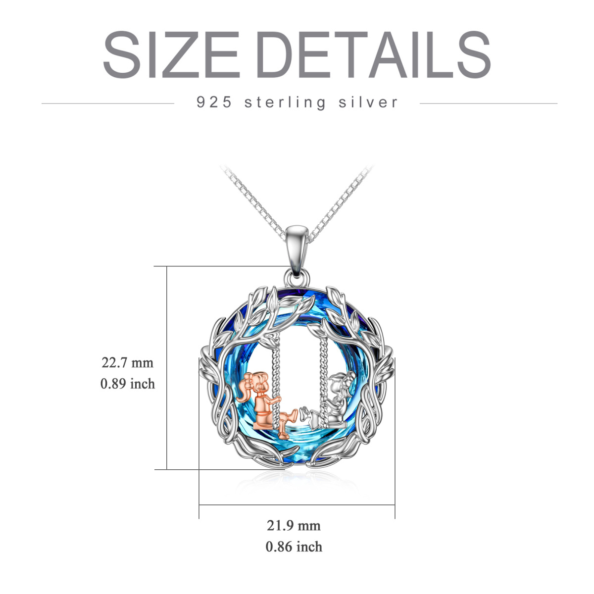 Sterling Silver Round Crystal Sisters Pendant Necklace-5