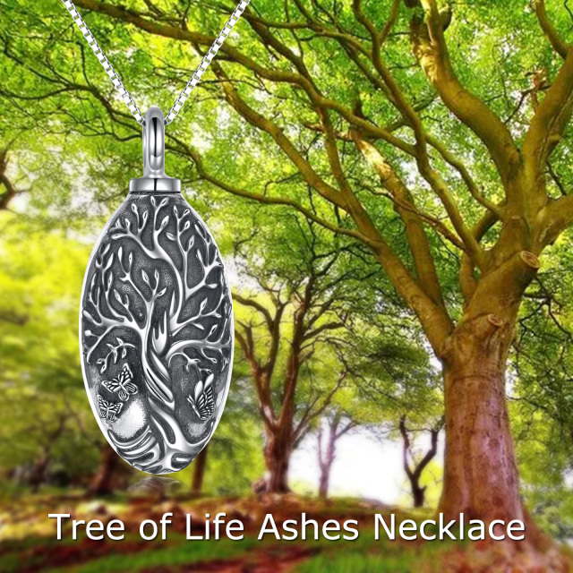 Collana per urne in argento sterling con farfalla e albero della vita per le ceneri-5