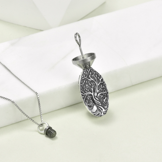 Collana per urne in argento sterling con farfalla e albero della vita per le ceneri-3