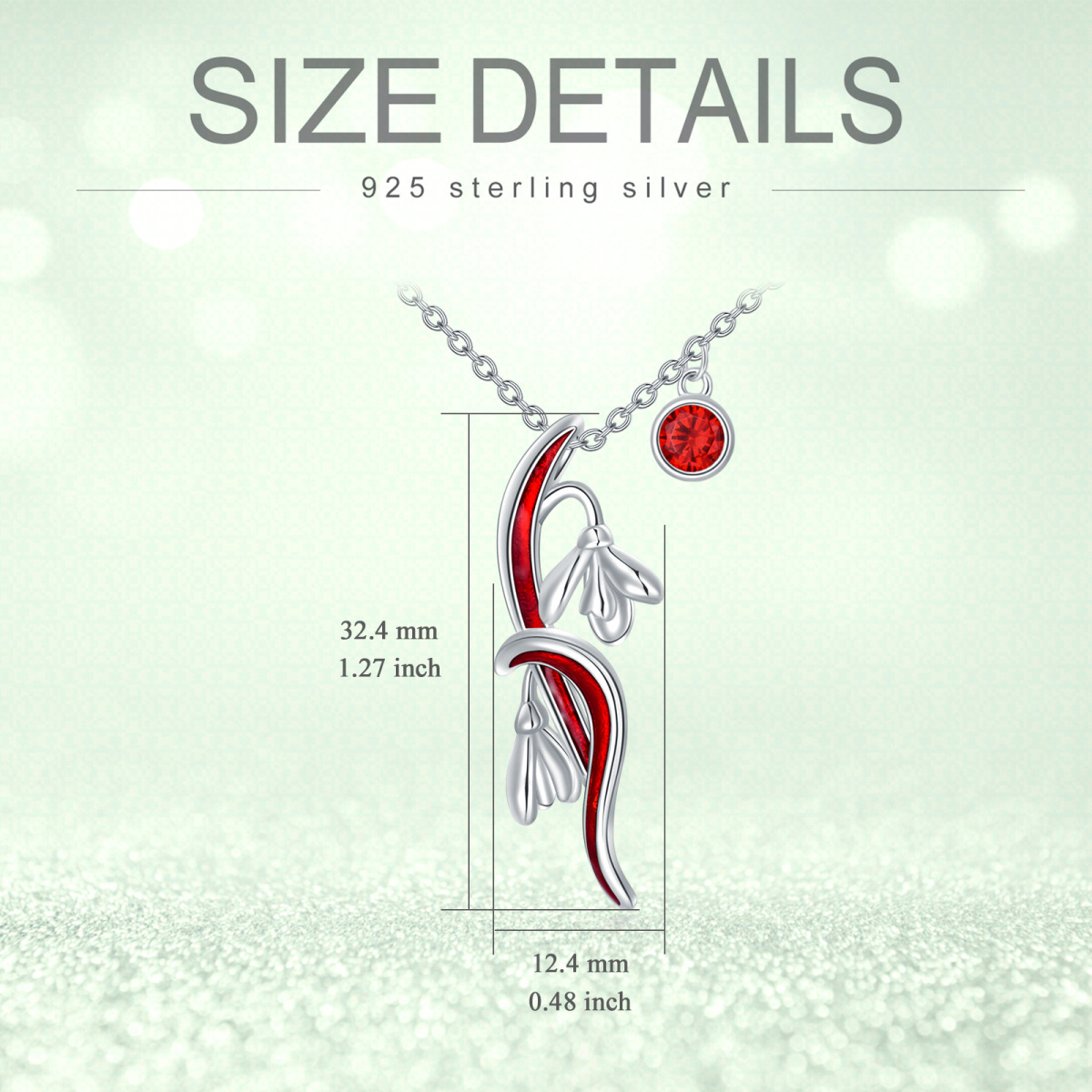 Plata de ley Cubic Zirconia Snowdrop Collar Colgante-3