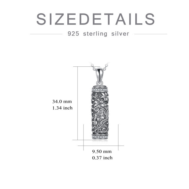 Sterling zilveren cirkelvormige cubic zirconia lelie urnenketting voor as-5