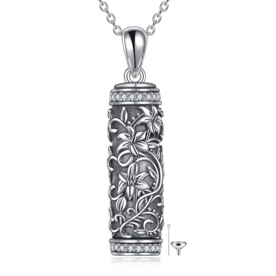 Collier en argent sterling avec urne en forme de lys en zircon cubique