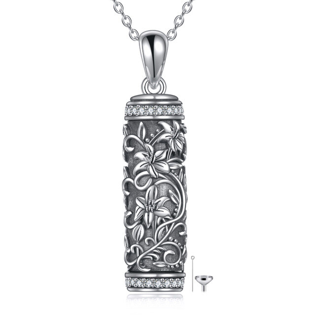 Collana con urna per le ceneri in argento sterling a forma di cerchio con zirconia cubica-1