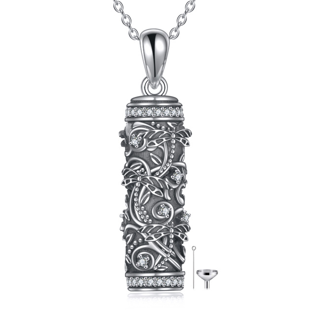 Sterling Silber Libelle Bar Urne Halskette für Asche-0