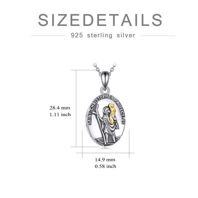 Sterling Silver Personalized Photo & Saint Christopher Personalized Photo Locket Necklace-3