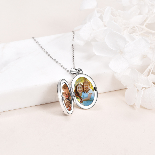 Sterling Silver Personalized Photo & Saint Christopher Personalized Photo Locket Necklace-2