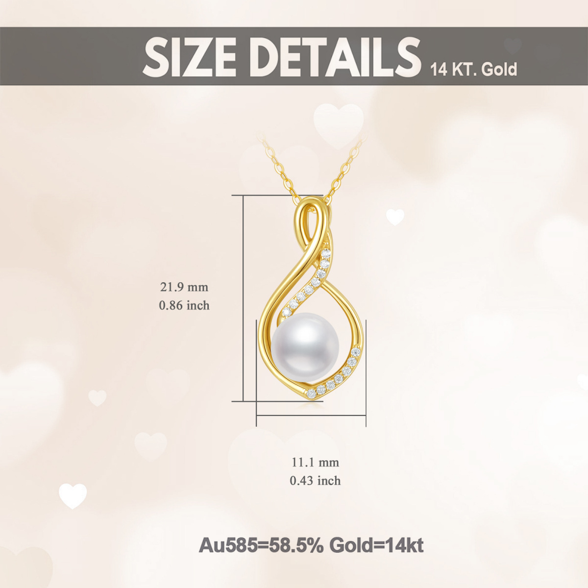 Collar colgante de oro de 14 quilates con moissanita y perla símbolo infinito-6