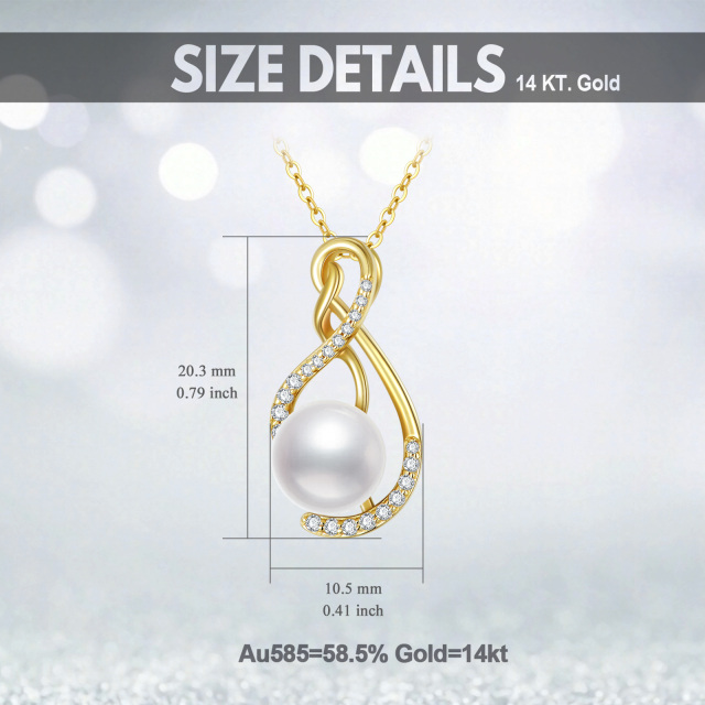 14K Gold Moissanite & Pearl Infinity Symbol Pendant Necklace-6