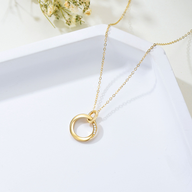 14K Gold Circular Shaped Moissanite Round Pendant Necklace-2