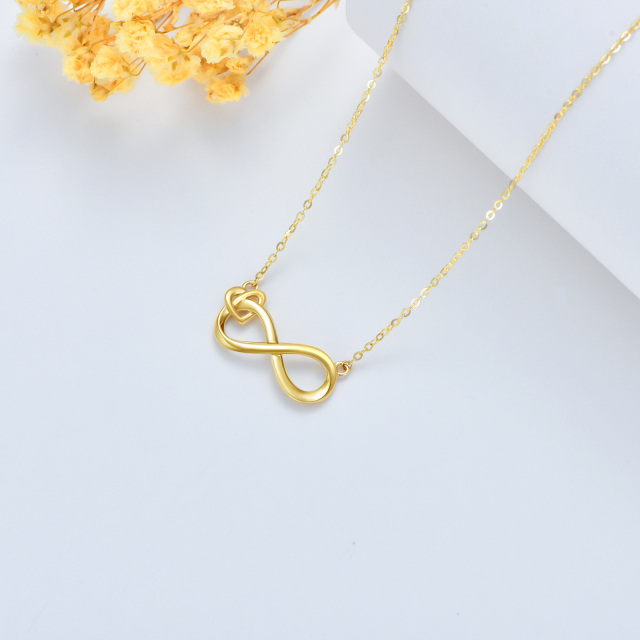 14K Gold Heart & Infinity Symbol Pendant Necklace-4