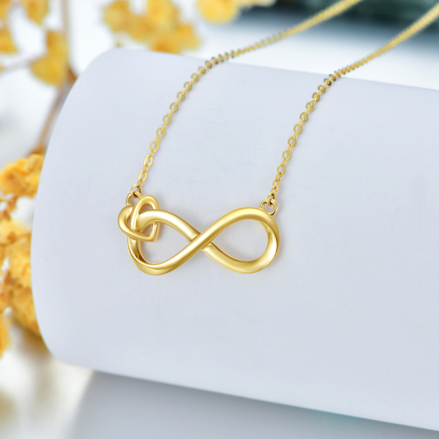 14K Gold Heart & Infinity Symbol Pendant Necklace-3