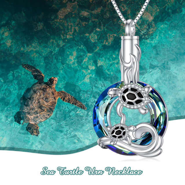 Sterling Silver Crystal Sea Turtle Urn Necklace for Ashes-6