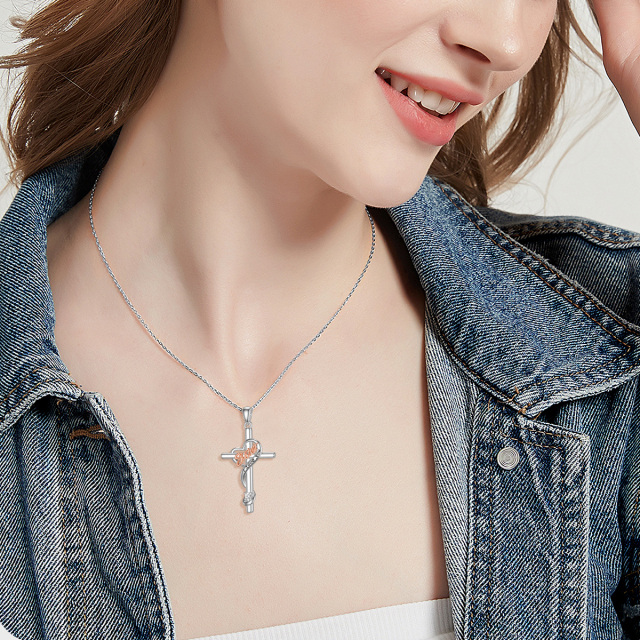 I LOVE YOU Sterling Silver Cross Pendant Necklace as Birthday Gift for Sister-1