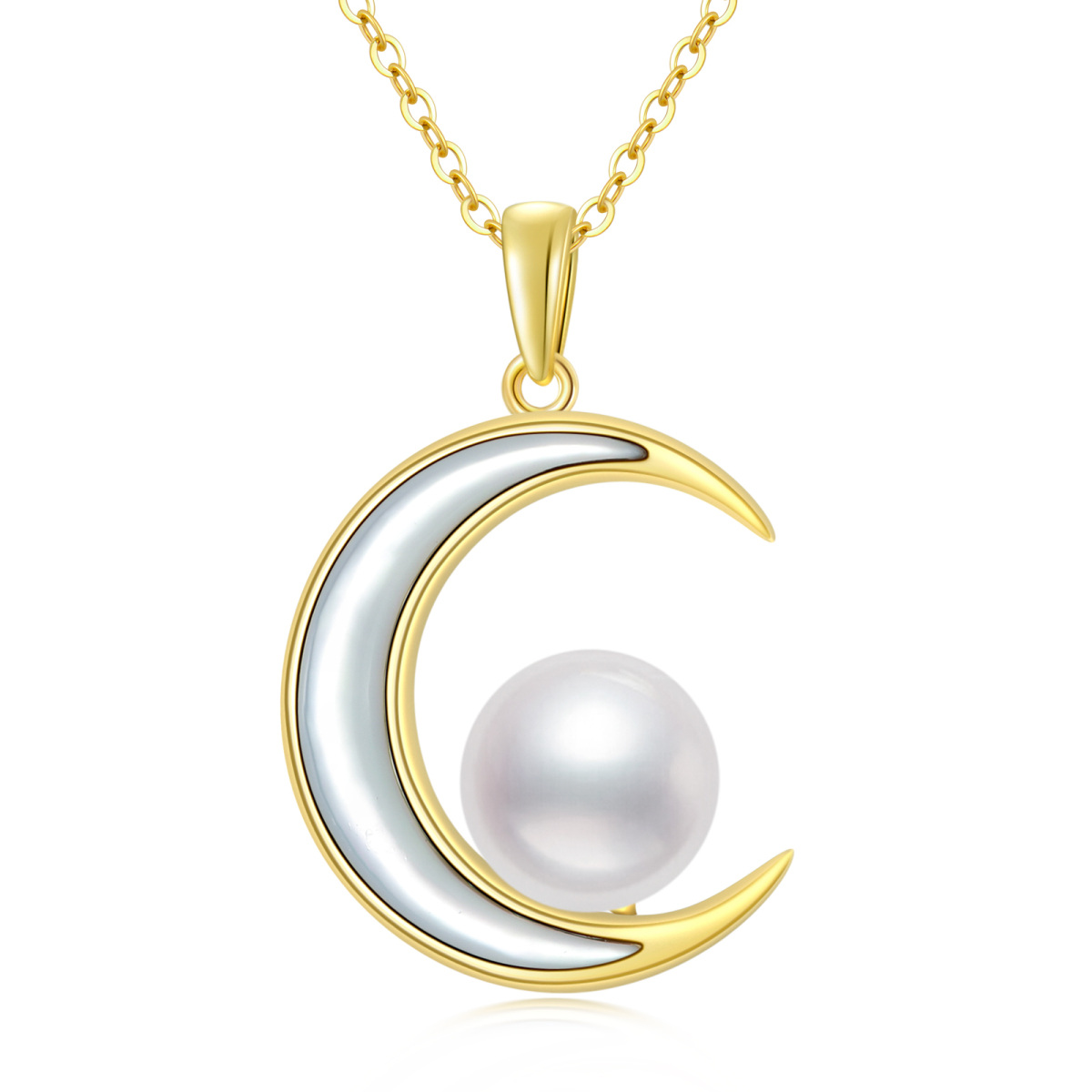 14K Gold Moon Pendant Necklace-1
