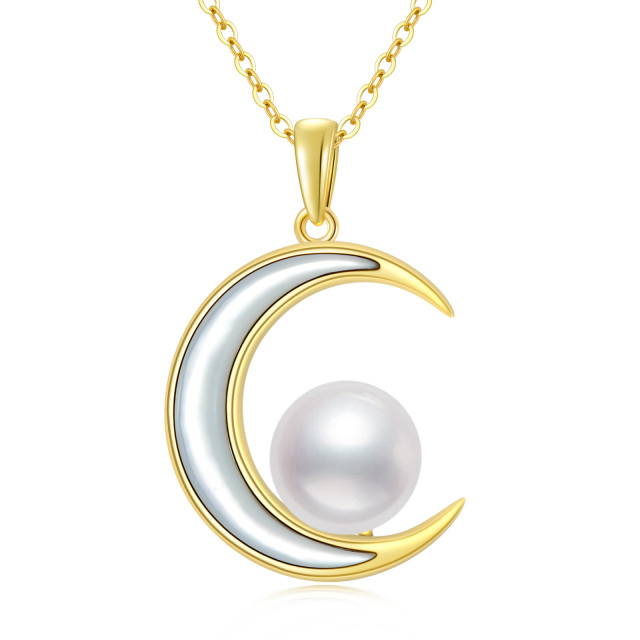 14K Gold Moon Pendant Necklace-0