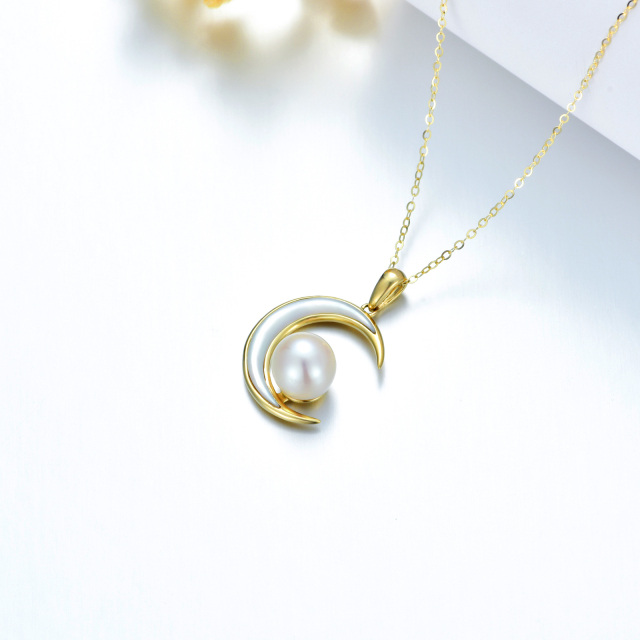 14K Gold Moon Pendant Necklace-5