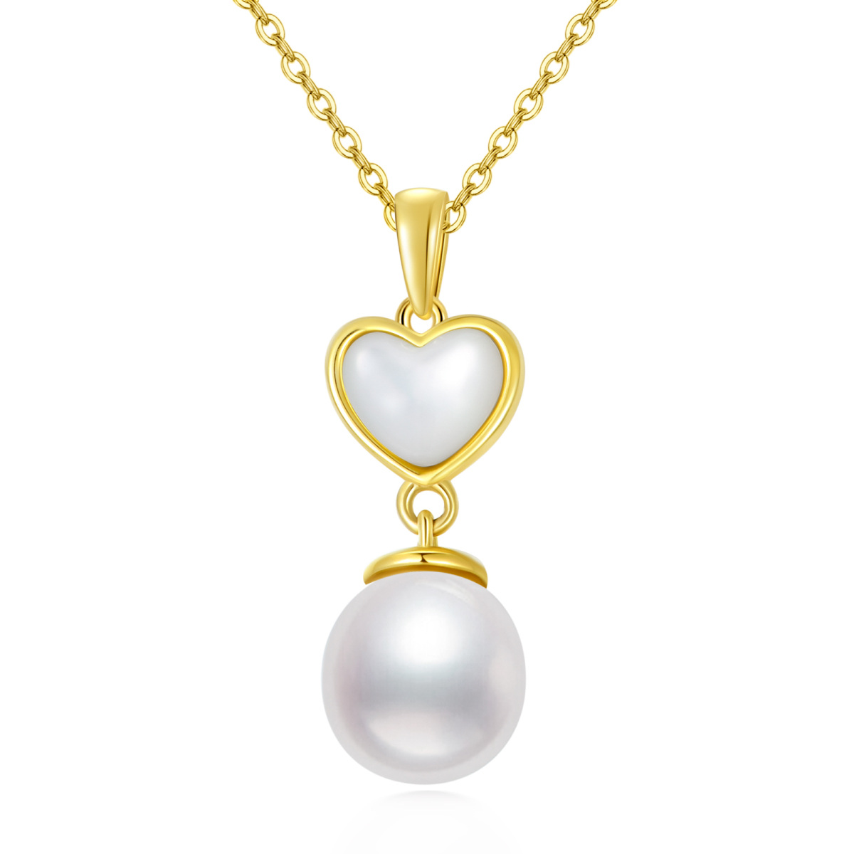 14K Gold Heart Shaped Heart Pendant Necklace-1