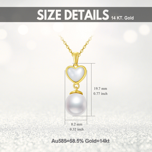 14K Gold Heart Shaped Heart Pendant Necklace-3